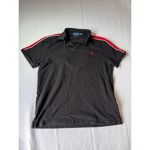 Polo Ralph Lauren Polo Shirt Mens Large Black Custom Slim Fit Short Sleeves - Picture 1 of 7